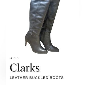 Clarks Carlita Charm 26122592 Womens Black Leather Zipper Knee High Boots